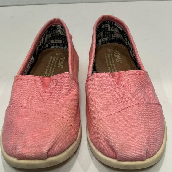 TOMS Bubblegum Pink Kids 5Y Slip On Espadrilles Good Condition - Picture 6 of 15